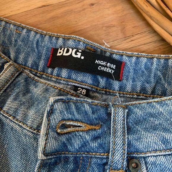 BDG || High Waste Cheeky Frayed Denim Jean Shorts - Picture 3 of 4